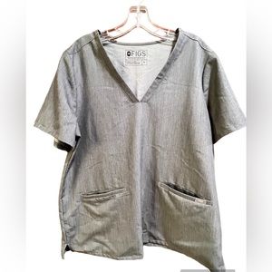 Figs womens grey v-neck‎ scrub shirt size xl-flaw noted hospital scrubs